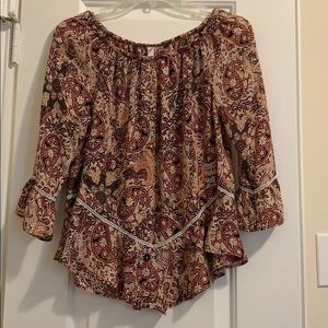 Ladies bell sleeve off shoulder blouse